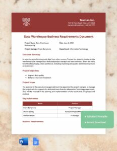 data-warehouse-business-requirements-document-template