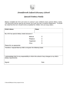 dietary-requirements-form-template