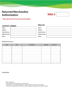 return-material-authorization-form-template